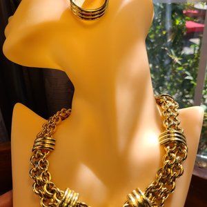 Gold Choker Necklace with Matching Scarf Ring